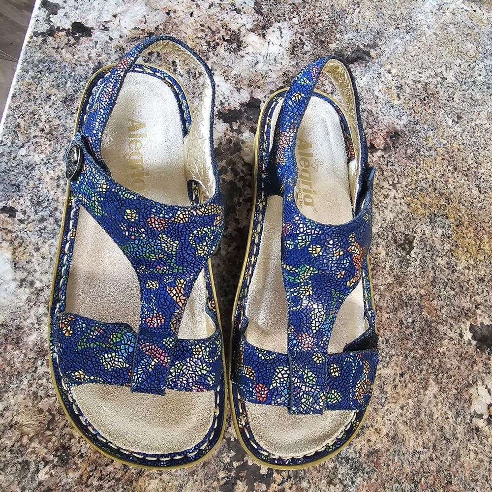 Alegria Blue Floral Sandals
